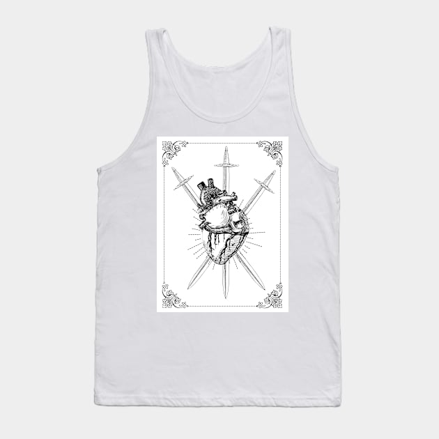 3 of swords tarot card Tank Top by little-axii